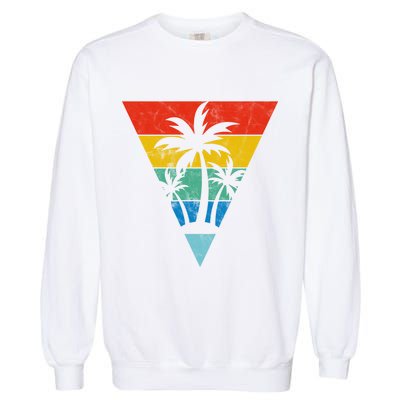 Palm Trees Retro Triangle Sunset Garment-Dyed Sweatshirt