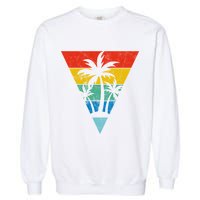 Palm Trees Retro Triangle Sunset Garment-Dyed Sweatshirt