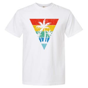 Palm Trees Retro Triangle Sunset Garment-Dyed Heavyweight T-Shirt