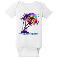 Palm Tree Retro Style Tropical Beach 60s 70s 90s Vintage Baby Bodysuit