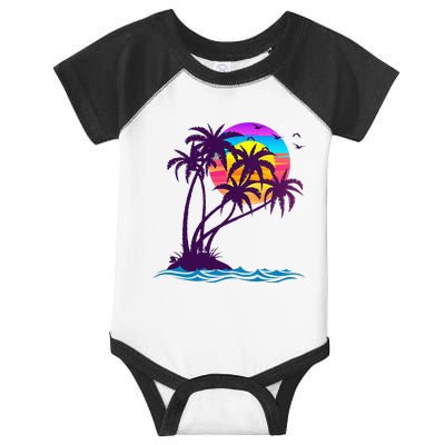 Palm Tree Retro Style Tropical Beach 60s 70s 90s Vintage Infant Baby Jersey Bodysuit