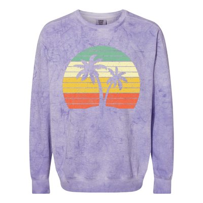 Palm Tree Retro Tropical Beach Colorblast Crewneck Sweatshirt