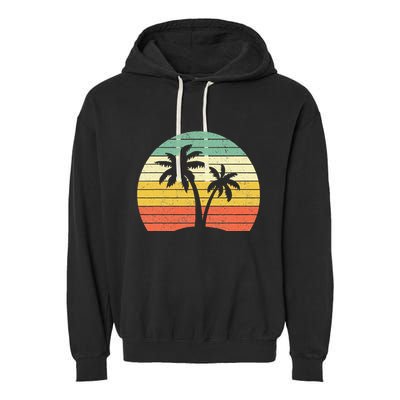 Palm Tree Retro Tropical Beach Garment-Dyed Fleece Hoodie