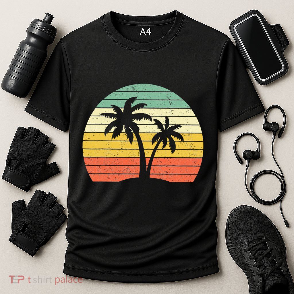 Palm Tree Retro Tropical Beach Performance Shirt