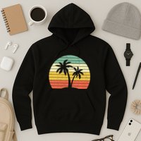 Palm Tree Retro Tropical Beach Hoodie