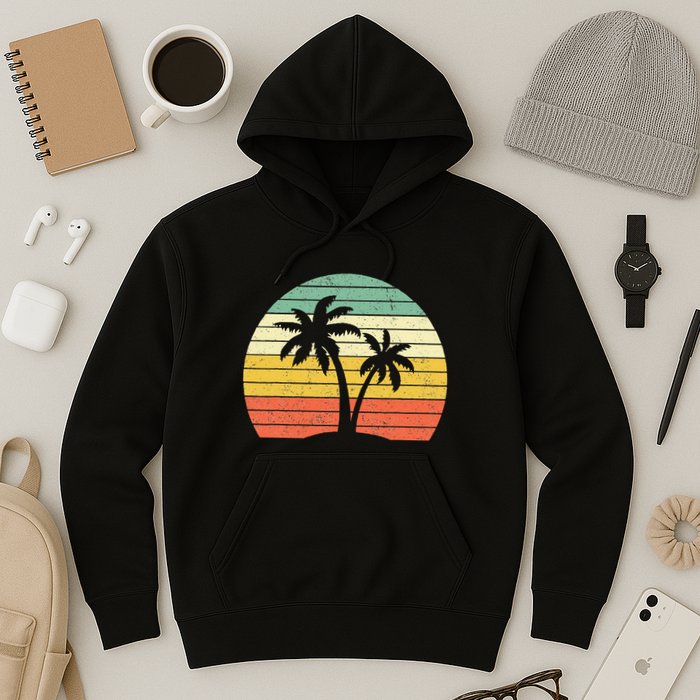 Palm Tree Retro Tropical Beach Hoodie