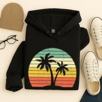 Palm Tree Retro Tropical Beach Hoodie