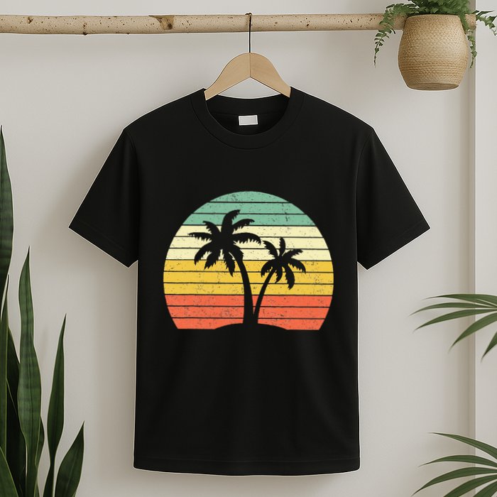Palm Tree Retro Tropical Beach T-Shirt