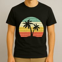 Palm Tree Retro Tropical Beach T-Shirt