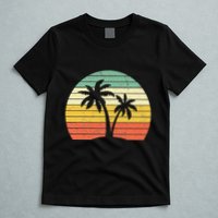 Palm Tree Retro Tropical Beach T-Shirt