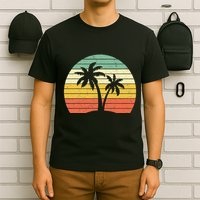 Palm Tree Retro Tropical Beach T-Shirt