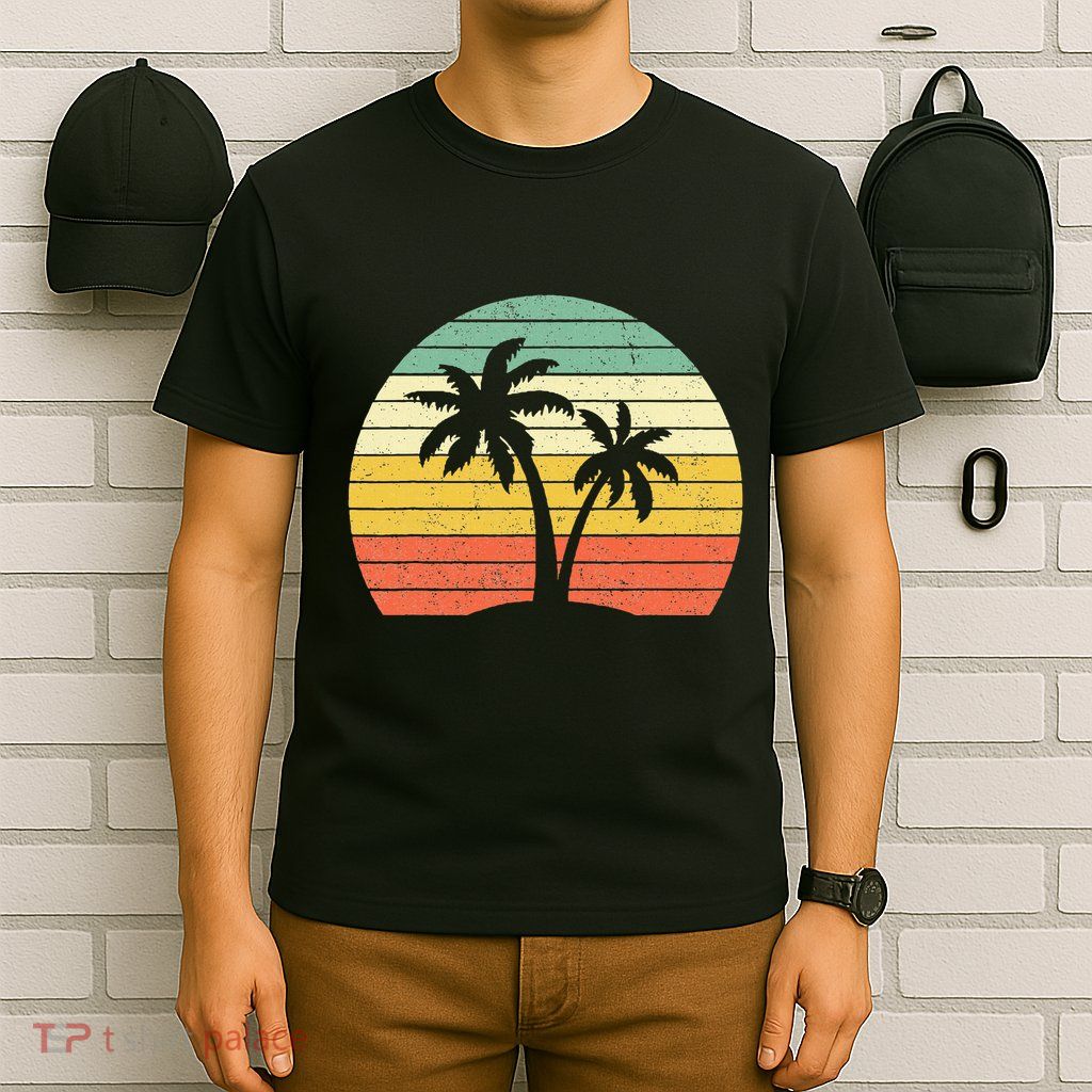 Palm Tree Retro Tropical Beach T-Shirt