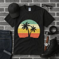 Palm Tree Retro Tropical Beach Tall T-Shirt