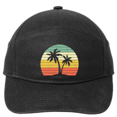 Palm Tree Retro Tropical Beach 7-Panel Snapback Hat
