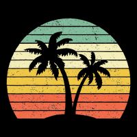 Palm Tree Retro Tropical Beach 7-Panel Snapback Hat