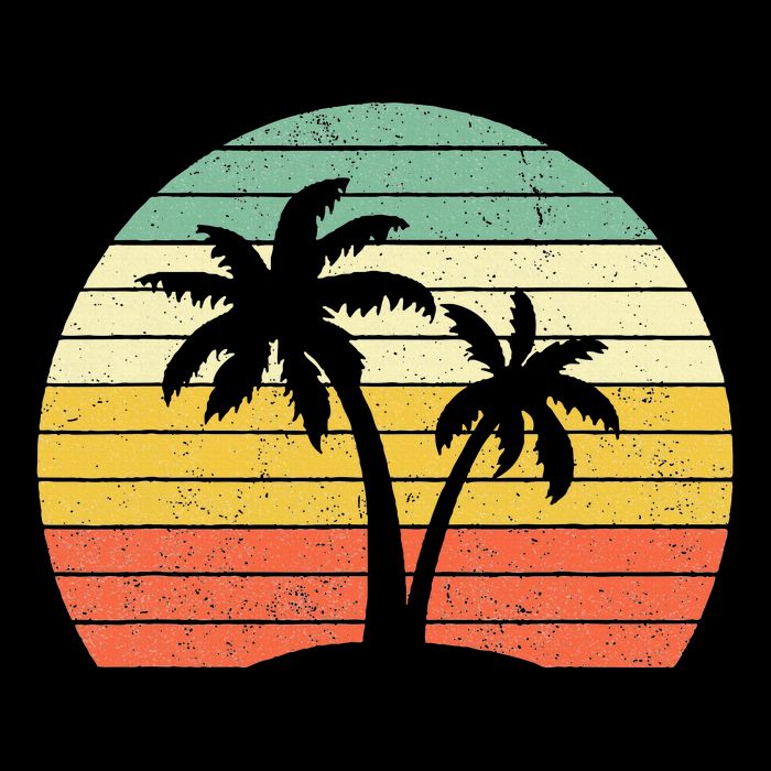 Palm Tree Retro Tropical Beach 7-Panel Snapback Hat