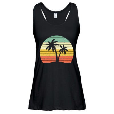 Palm Tree Retro Tropical Beach Ladies Essential Flowy Tank
