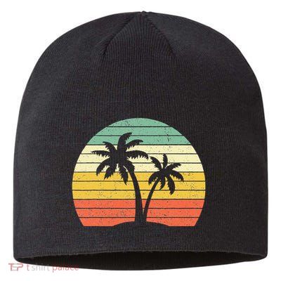 Palm Tree Retro Tropical Beach Sustainable Beanie
