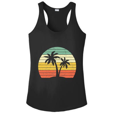 Palm Tree Retro Tropical Beach Ladies PosiCharge Competitor Racerback Tank