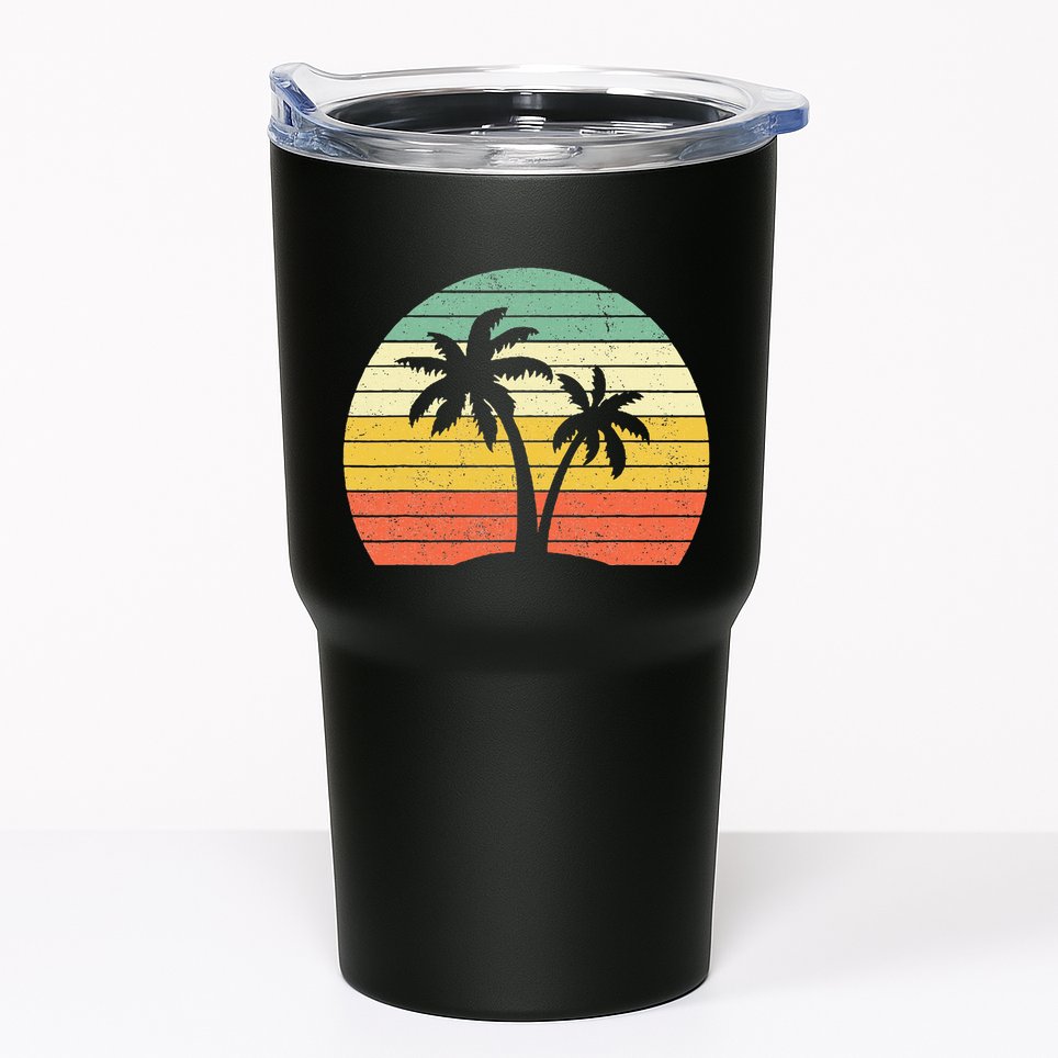 Palm Tree Retro Tropical Beach Tumbler