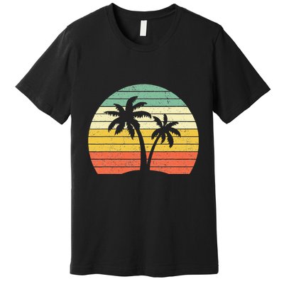 Palm Tree Retro Tropical Beach Premium T-Shirt