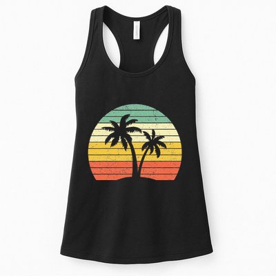 Palm Tree Retro Tropical Beach Womens Tank Top