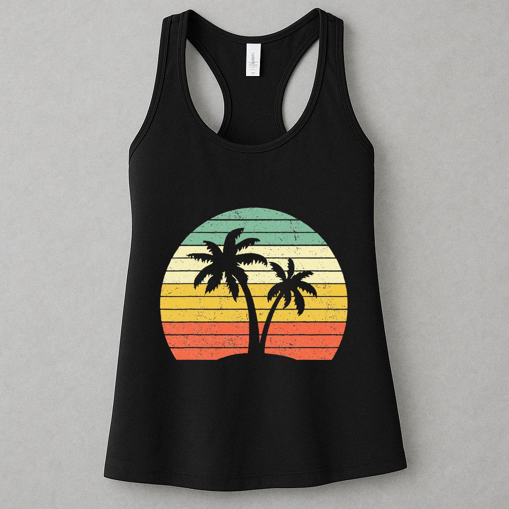 Palm Tree Retro Tropical Beach Womens Tank Top