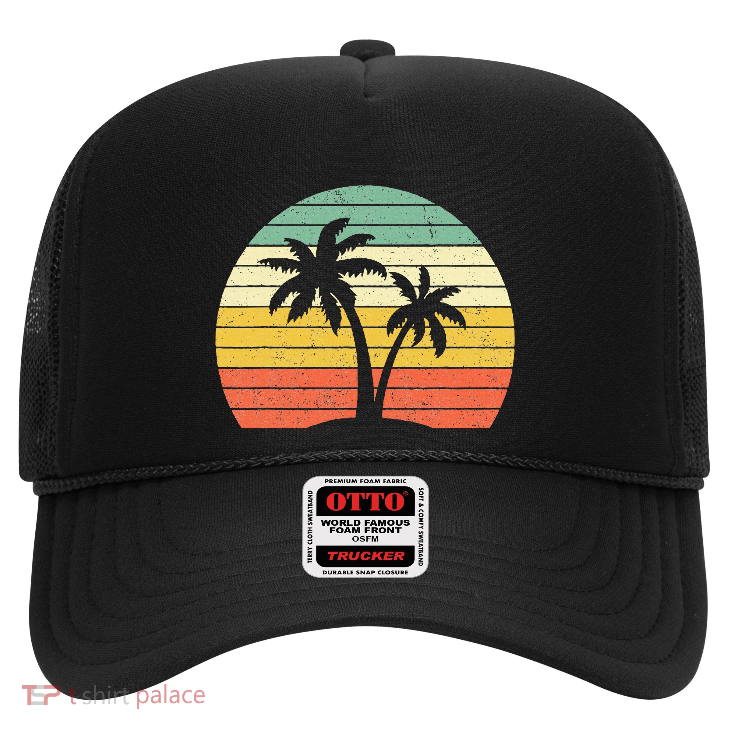 Palm Tree Retro Tropical Beach Trucker Hat