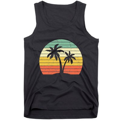Palm Tree Retro Tropical Beach Tank Top
