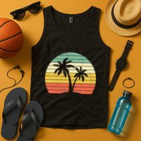 Palm Tree Retro Tropical Beach Tank Top
