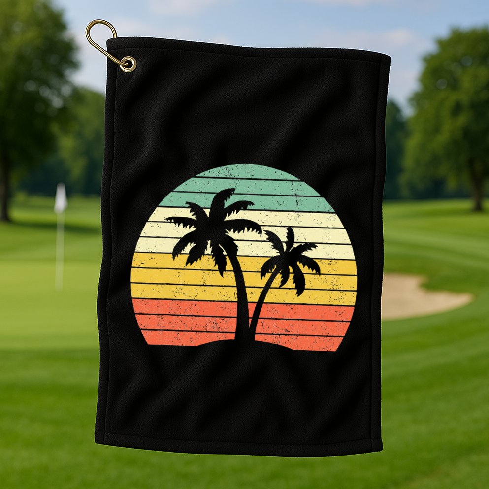Palm Tree Retro Tropical Beach Golf Towel