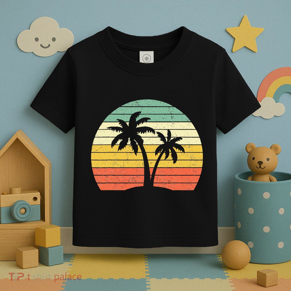 Palm Tree Retro Tropical Beach Toddler T-Shirt