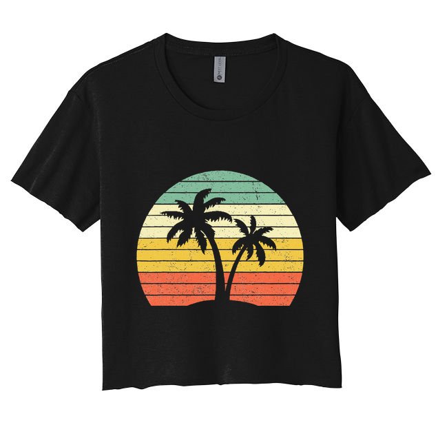 Palm Tree Retro Tropical Beach Crop Top