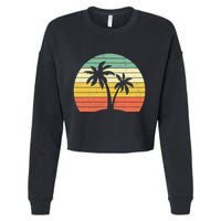Palm Tree Retro Tropical Beach Cropped Pullover Crew