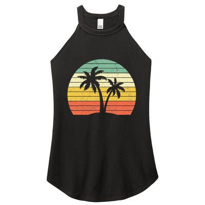 Palm Tree Retro Tropical Beach Women's Perfect Tri Rocker Tank