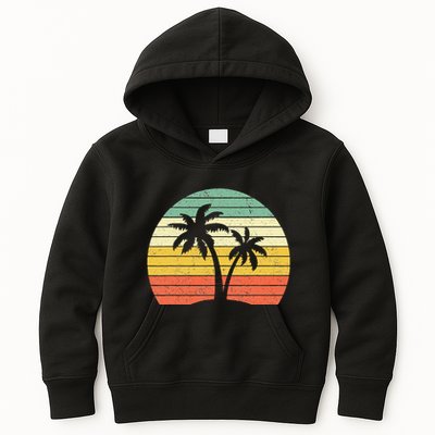 Palm Tree Retro Tropical Beach Kids Hoodie