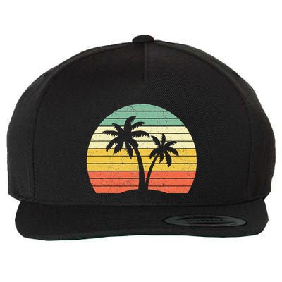 Palm Tree Retro Tropical Beach Wool Snapback Cap