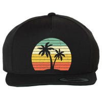 Palm Tree Retro Tropical Beach Wool Snapback Cap