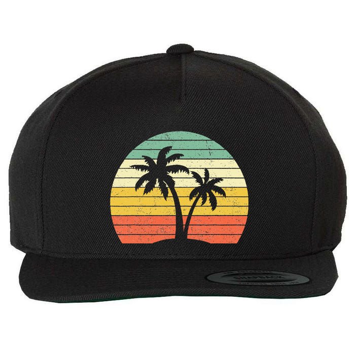 Palm Tree Retro Tropical Beach Wool Snapback Cap