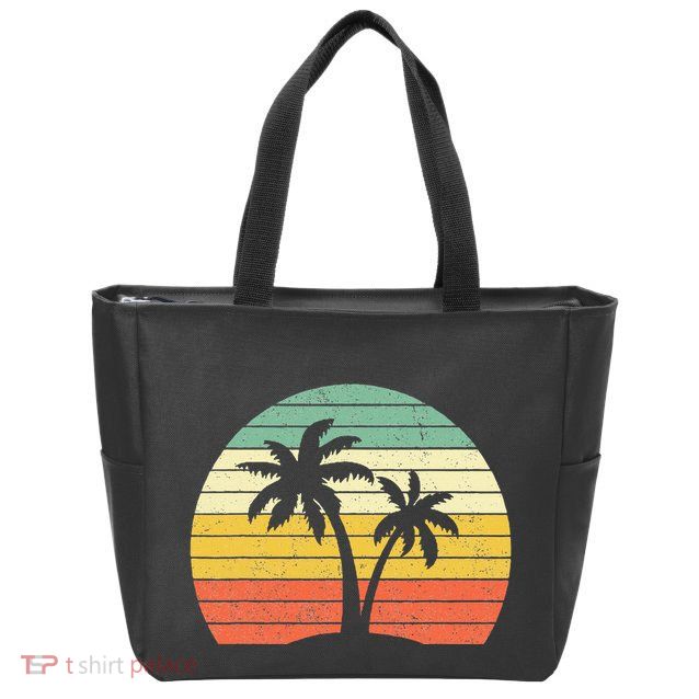 Palm Tree Retro Tropical Beach Zip Tote Bag