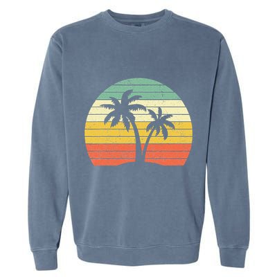 Palm Tree Retro Tropical Beach Garment-Dyed Sweatshirt