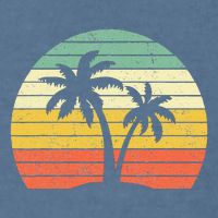 Palm Tree Retro Tropical Beach Garment-Dyed Sweatshirt