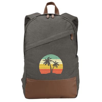 Palm Tree Retro Tropical Beach Cotton Canvas Backpack