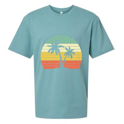 Palm Tree Retro Tropical Beach Sueded Cloud Jersey T-Shirt