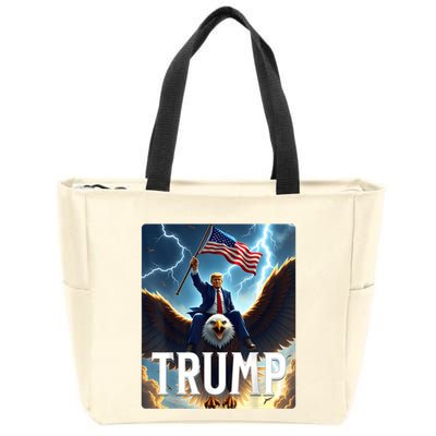 President Trump Riding An Eagle. Patriotic Political Zip Tote Bag
