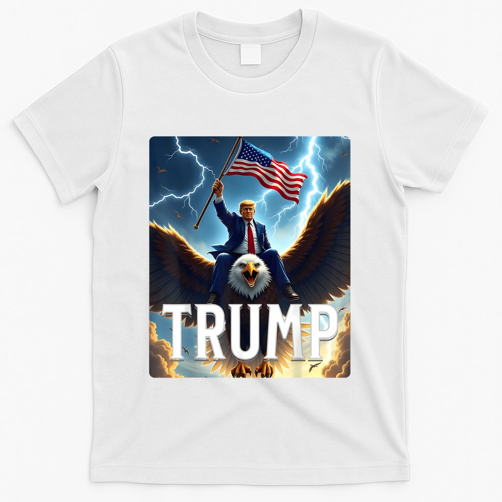 President Trump Riding An Eagle. Patriotic Political T-Shirt