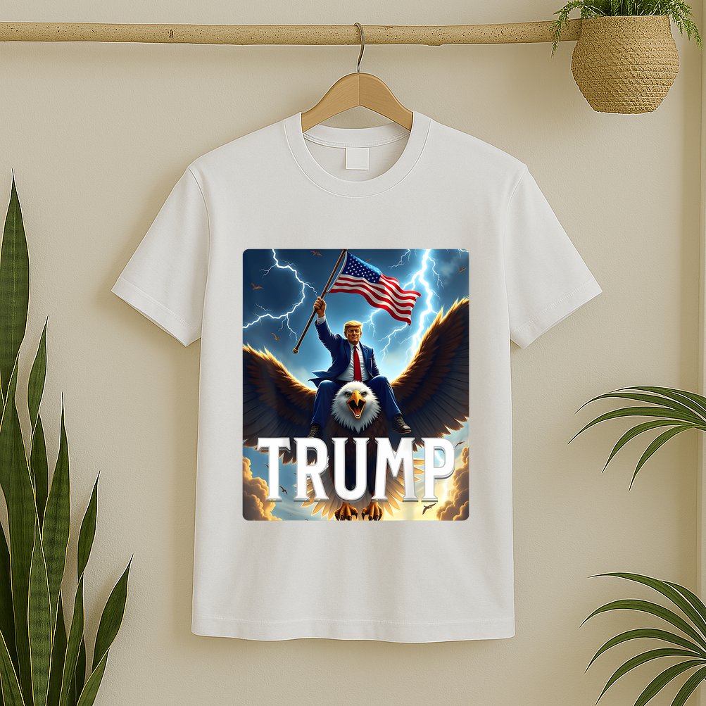 President Trump Riding An Eagle. Patriotic Political T-Shirt