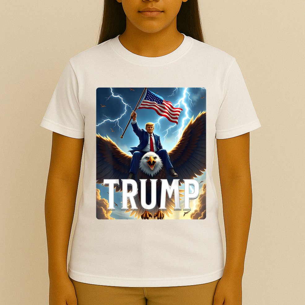 President Trump Riding An Eagle. Patriotic Political T-Shirt
