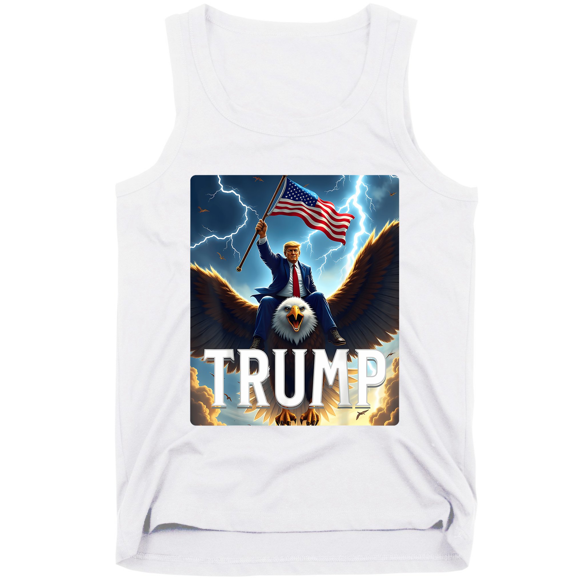 President Trump Riding An Eagle. Patriotic Political Tank Top