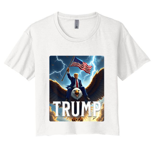 President Trump Riding An Eagle. Patriotic Political Crop Top